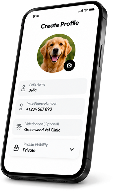 The Tag N Tap app with a pet profile being filled in
